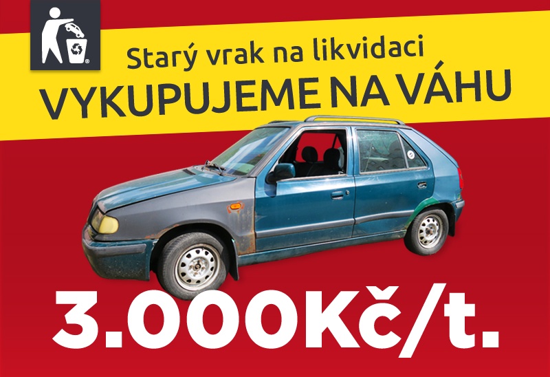 Bonus za autovrak na likvidaci - sběrna autovraků Milata